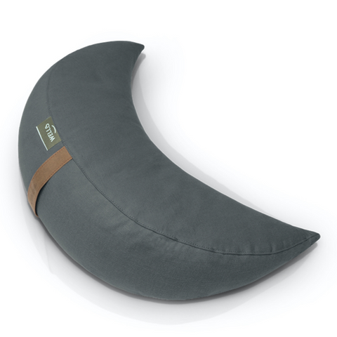 wellb moon cushion in natural collection with linen and cotton cover in graphite colour