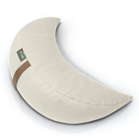 wellb moon cushion in natural collection with linen and cotton cover in white sand colour