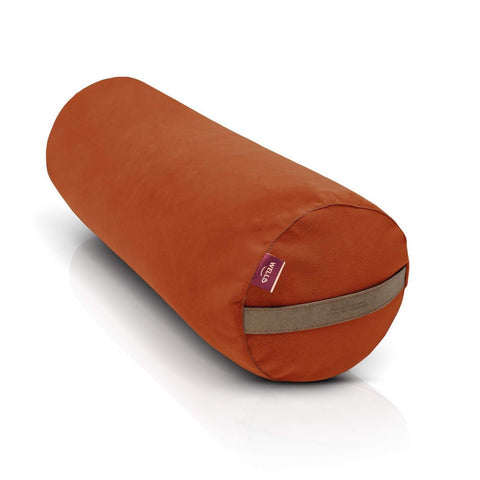 large yoga bolster in orange velour cover