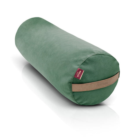 large yoga bolster in green velour cover