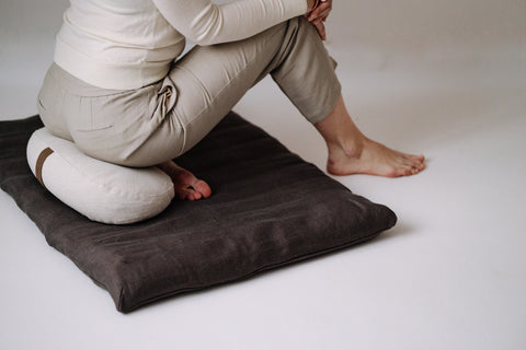 Meditation mat 2 in 1 - Brown Linen - RAW Linen